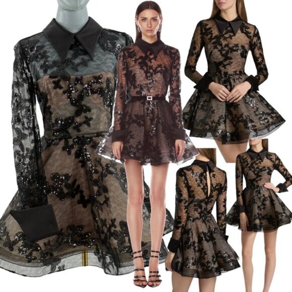 Bronx and Banco Dresses & Skirts - 🆕 BRONX & BANCO 🧿 NWOT Maraya Jasmine Black Sequin Lace Mini Dress, Sz M US 6